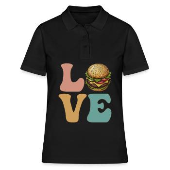 Hamburger Cheeseburger - Frauen Polo Shirt - Schwarz - Vorne - Ailine (174cm)