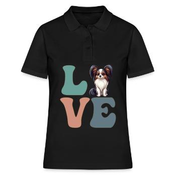 Papillon Hundeliebhaber - Frauen Polo Shirt - Schwarz - Vorne - Ailine (174cm)