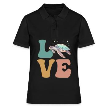 Meeresschildkröte Ozean - Frauen Polo Shirt - Schwarz - Vorne - Ailine (174cm)