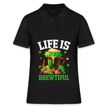 Drôle de bière artisanale irlandaise de la Saint-Patrick - Polo Femme - noir - Devant - Ailine (174cm)