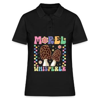 Mycologue groovy à la recherche de champignons - Polo Femme - noir - Devant - Ailine (174cm)