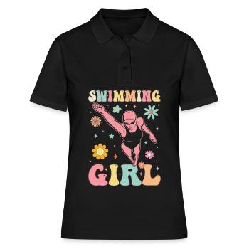 Groovy Schwimmerin - Frauen Polo Shirt - Schwarz - Vorne - Ailine (174cm)