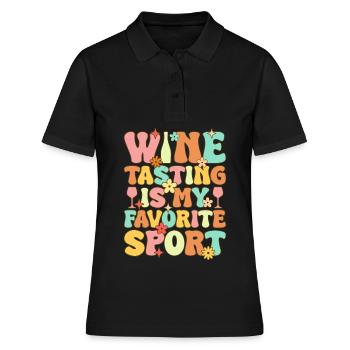 Groovy Weintrinken - Frauen Polo Shirt - Schwarz - Vorne - Ailine (174cm)