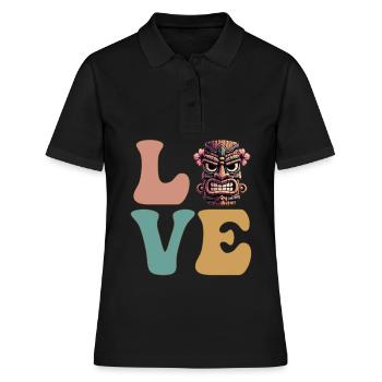LOVE Tiki Luau Hawaii Tiki Masque - Polo Femme - noir - Devant - Ailine (174cm)