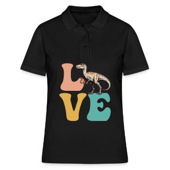 LOVE Velociraptor Dinosaure - Polo Femme - noir - Devant - Ailine (174cm)