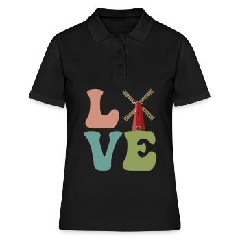 LOVE Wind Power Plant Wind Power - Women's Polo Shirt - black - Front - Ailine (174cm)