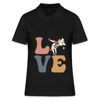 LOVE Wrestling Lutteur - Polo Femme - noir - Devant - Ailine (174cm)