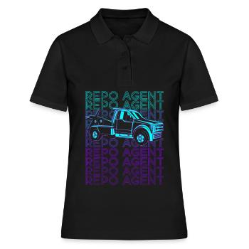 Repo Agent Rückübertragungsagent Retro - Frauen Polo Shirt - Schwarz - Vorne - Ailine (174cm)