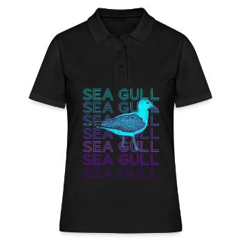 Seemöwe Möwe Seevogel Retro - Frauen Polo Shirt - Schwarz - Vorne - Ailine (174cm)