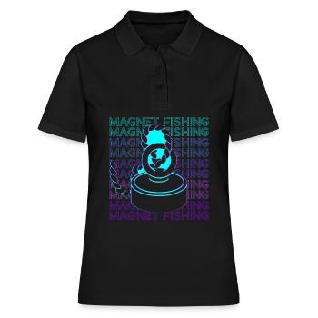 Magnet Angeln Magnet Fischer Retro - Frauen Polo Shirt - Schwarz - Vorne - Ailine (174cm)