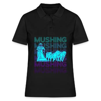 Mushing Sled Dog Sled Ride Retro - Women's Polo Shirt - black - Front - Ailine (174cm)