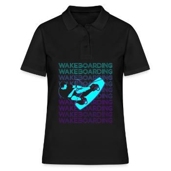 Wakeboarding Wakeboard Wakeboarder Retro - Polo Femme - noir - Devant - Ailine (174cm)