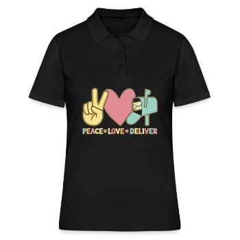Frieden Liebe Liefern Postdienst Postangestellter - Frauen Polo Shirt - Schwarz - Vorne - Ailine (174cm)