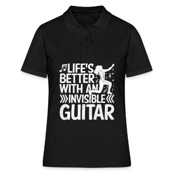 La vie est plus belle avec Invisible Guitar Air - Polo Femme - noir - Devant - Ailine (174cm)