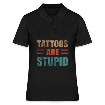 Les tatouages sont stupides vintage drôle anti tatouage - Polo Femme - noir - Devant - Ailine (174cm)