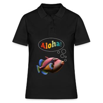 Humuhumunukunukuapua'a Hawaiianischer Riff-Drücker - Frauen Polo Shirt - Schwarz - Vorne - Ailine (174cm)