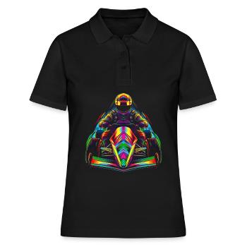 Autocross Car Racing Racer Pop Art - Women's Polo Shirt - black - Front - Ailine (174cm)
