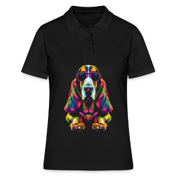 Basset Hound Dog lunettes de soleil Pop Art - Polo Femme - noir - Devant - Ailine (174cm)