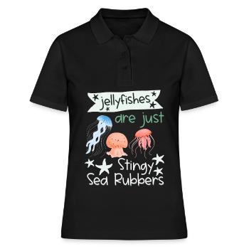 Quallen sind nur geizige Meeresgummis Lustige Qual - Frauen Polo Shirt - Schwarz - Vorne - Ailine (174cm)