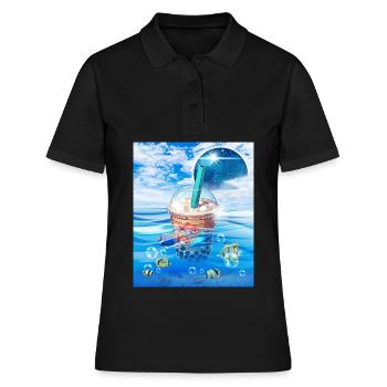 Frutiger Aero Aesthetic Tech Bubble Tea Boba Milkt - Polo Femme - noir - Devant - Ailine (174cm)
