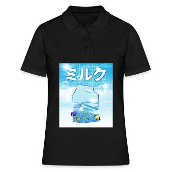 Frutiger Aero Aesthetic Tech Kawaii Milk sous l’eau - Polo Femme - noir - Devant - Ailine (174cm)