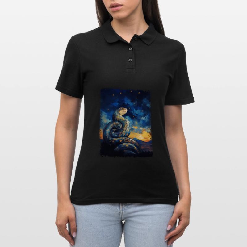 Kugelpython Schlange Sternennacht Gemälde Frauen Polo Shirt
