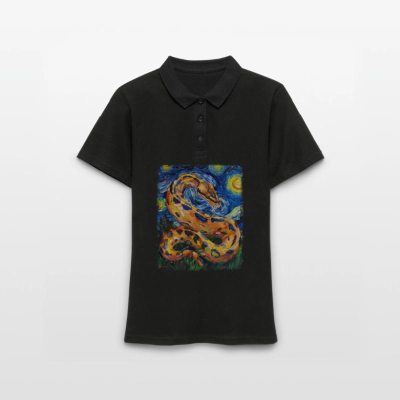Kugelpython Schlange Sternennacht Gemälde Frauen Polo Shirt