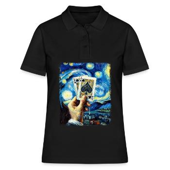 Blackjack Glücksspiel Karten Sternennacht Malerei - Frauen Polo Shirt - Schwarz - Vorne - Ailine (174cm)