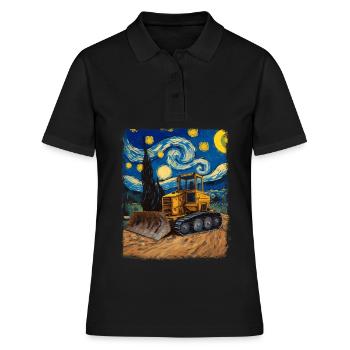 Bulldozer Bauwagen HEO Sternennacht Malerei - Frauen Polo Shirt - Schwarz - Vorne - Ailine (174cm)