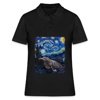 Ornithorynque Peinture Nuit Étoilée - Polo Femme - noir - Devant - Ailine (174cm)