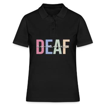 Sensibilisation à la surdité Deafness Amer - Polo Femme - noir - Devant - Ailine (174cm)
