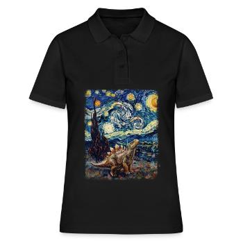 Stegosaurus dinosaure Nuit étoilée peinture - Polo Femme - noir - Devant - Ailine (174cm)