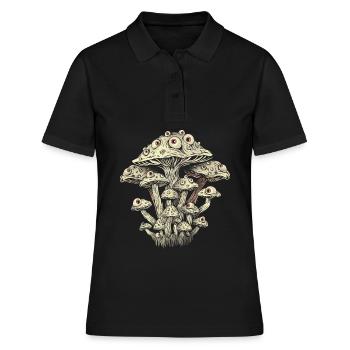 Weirdcore Ästhetik Pilz Augäpfel Strangecore Grung - Frauen Polo Shirt - Schwarz - Vorne - Ailine (174cm)