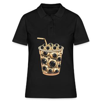Oeil esthétique bizarre Boba Tea Milktea Bubbl - Polo Femme - noir - Devant - Ailine (174cm)