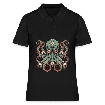 Weirdcore Ästhetischer Oktopus Augäpfel Cthulhu St - Frauen Polo Shirt - Schwarz - Vorne - Ailine (174cm)