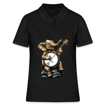 Elefantentier Bluegrass Banjo-Spieler - Frauen Polo Shirt - Schwarz - Vorne - Ailine (174cm)