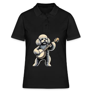 Pudelhund Bluegrass Banjo Spieler - Frauen Polo Shirt - Schwarz - Vorne - Ailine (174cm)