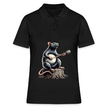 Rattenmaus Bluegrass Banjo Spieler - Frauen Polo Shirt - Schwarz - Vorne - Ailine (174cm)