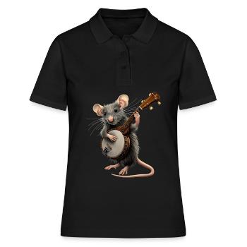 Rattenmaus Bluegrass Banjo Spieler - Frauen Polo Shirt - Schwarz - Vorne - Ailine (174cm)