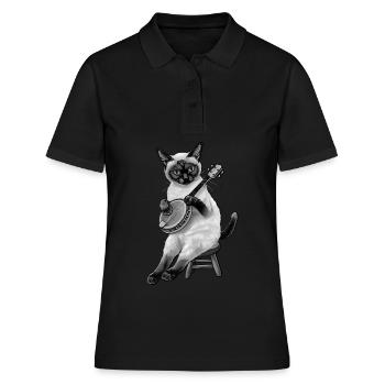 Siamkatze Bluegrass Banjo Spieler - Frauen Polo Shirt - Schwarz - Vorne - Ailine (174cm)