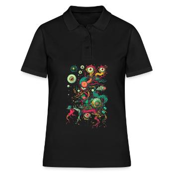 Weirdcore Ästhetische Augen Augäpfel Äste Dreamcor - Frauen Polo Shirt - Schwarz - Vorne - Ailine (174cm)