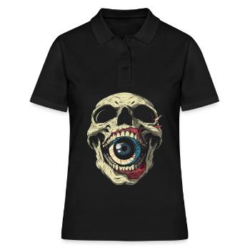 Weirdcore Ästhetisch Totenkopf Augapfel Gruselig S - Frauen Polo Shirt - Schwarz - Vorne - Ailine (174cm)