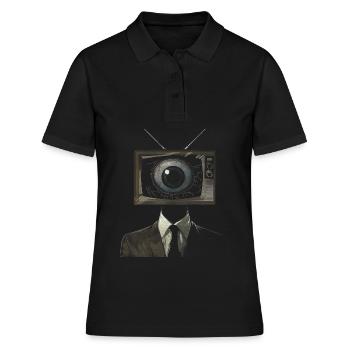 Weirdcore Ästhetik TV Mann Augapfel Grunge Strange - Frauen Polo Shirt - Schwarz - Vorne - Ailine (174cm)