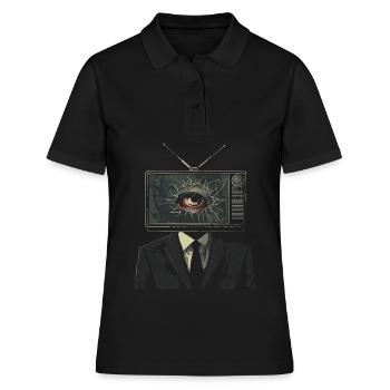 Weirdcore Ästhetik TV Mann Augapfel Grunge Strange - Frauen Polo Shirt - Schwarz - Vorne - Ailine (174cm)