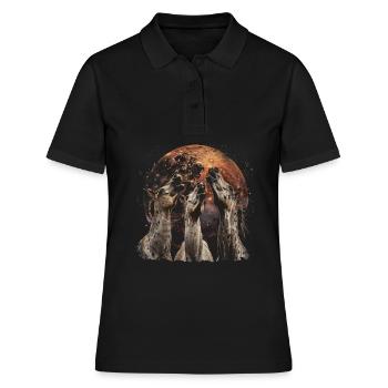 Appaloosa Cheval Lune Hurlante - Polo Femme - noir - Devant - Ailine (174cm)