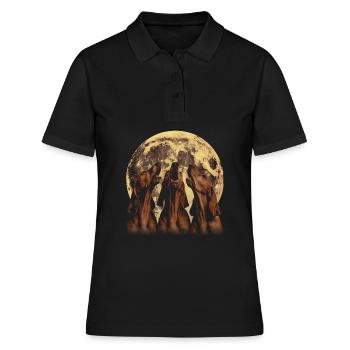 Bluthund Hund Heulender Mond - Frauen Polo Shirt - Schwarz - Vorne - Ailine (174cm)
