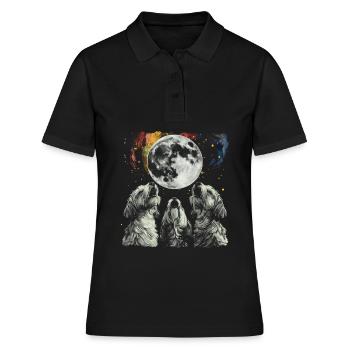 Chien Bichon Havanais Lune Hurlante - Polo Femme - noir - Devant - Ailine (174cm)