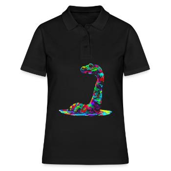 Nessie Plesiosaurier Loch Ness Monster Popart - Frauen Polo Shirt - Schwarz - Vorne - Ailine (174cm)