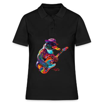 ornithorynque mammifère guitare chapeau de cowboy popart - Polo Femme - noir - Devant - Ailine (174cm)