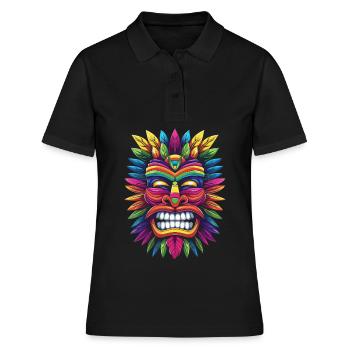 Tiki Luau Hawaii Tiki Mask Popart - Polo Femme - noir - Devant - Ailine (174cm)